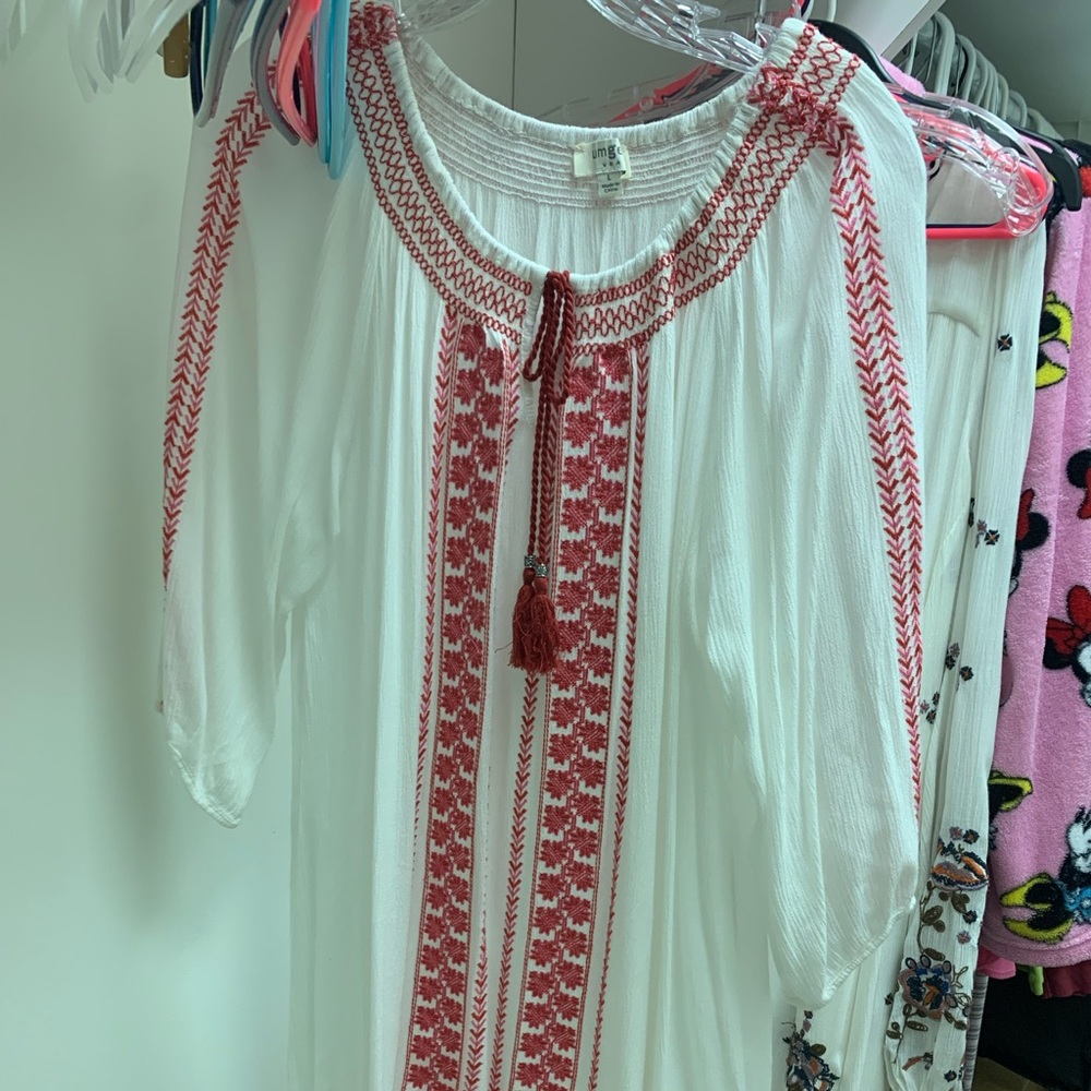 Umgee white and pink pool cover up